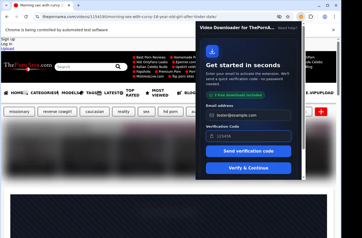 Thepornarea Video Downloader browser extension screenshot 4